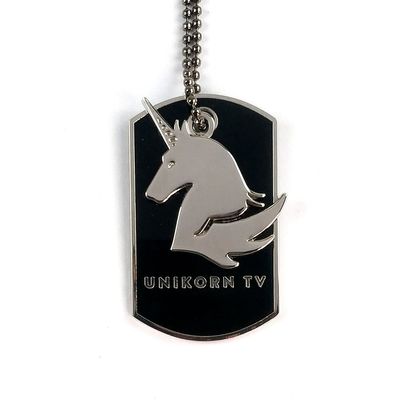 comprar Logotipo promocional personalizado grabado Etiquetas de perro / Etiqueta de perro de metal unicornio Fabricación en línea