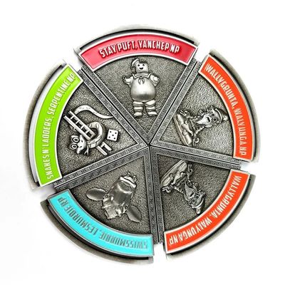 comprar 5 Parte Segmento Antiguo Medallas de plata personalizadas con imán Personalizadas fundidas a presión Fabricación en línea