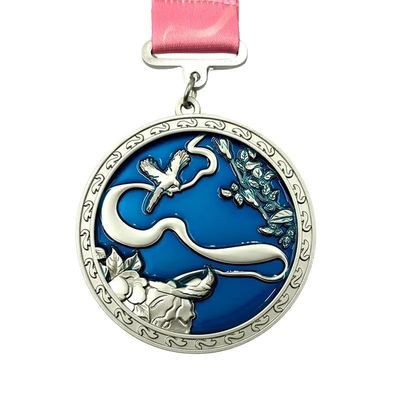comprar Matt Silver 10K Virtual Run Challenge Medalla de finalista / Medalla bellamente hecha Fabricación en línea