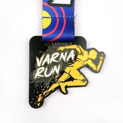 comprar Medalla virtual de carrera con patrones de color de pulverización de medallas de eventos personalizados Fabricación en línea