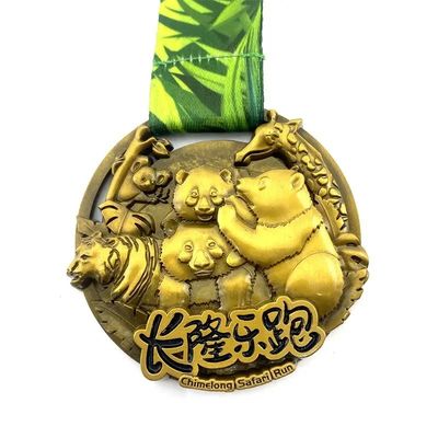 comprar Texturas sólidas Oro antiguo Medallas de carrera personalizadas Correr con temas de animales Fabricación en línea