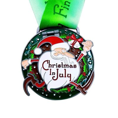 comprar Medallas de Corrida de Navidad de julio Premio al finalista de maratón Medalla Flip Top Fabricación en línea