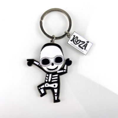 comprar Un llavero de aleación de zinc de esmalte suave con un diseño de cráneo móvil para promociones inspiradas en el circo y gafas redondas de gran tamaño Fabricación en línea