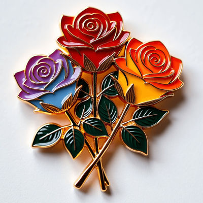 comprar Magneto de nevera de rosas de aleación de zinc con hojas metálicas Fabricación en línea