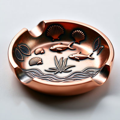 comprar Cenicienta metálica de cobre antiguo a medida con diseño oceánico elegante y duradero Fabricación en línea