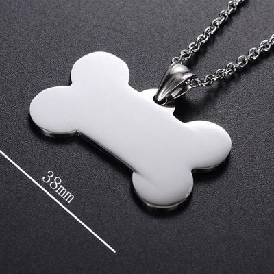 Etiqueta de identificación de mascota en forma de hueso Logotipo personalizado Etiquetas de identificación de perro en blanco de acero inoxidable