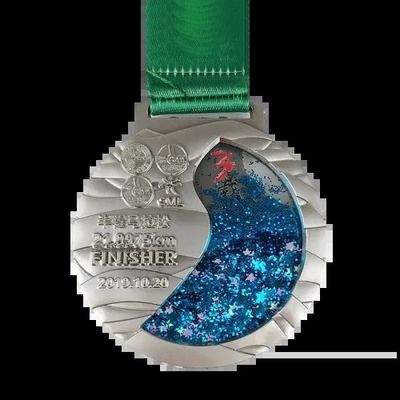 Medallas de Glitter de flujo Diseño de Medalla de Globo Forma redonda con caja arcílica
